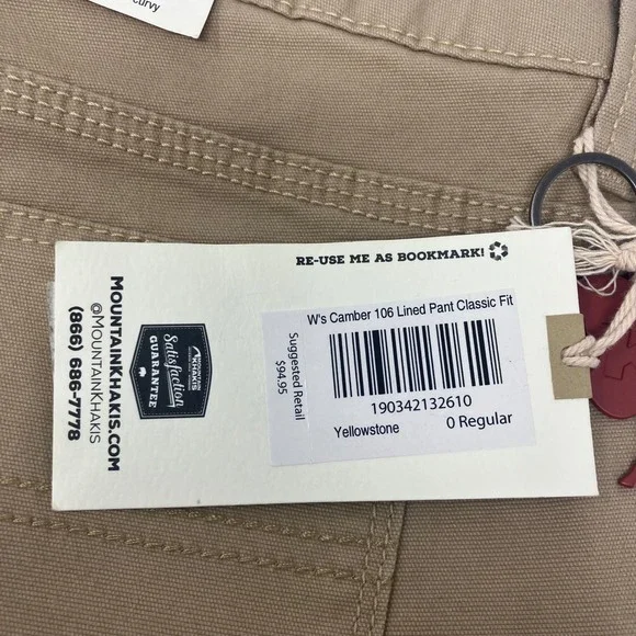 Mountain Khakis Camber 106 Women's Lined Canvas Workwear Pants O-R Khaki READ* - Picture 6 of 12
